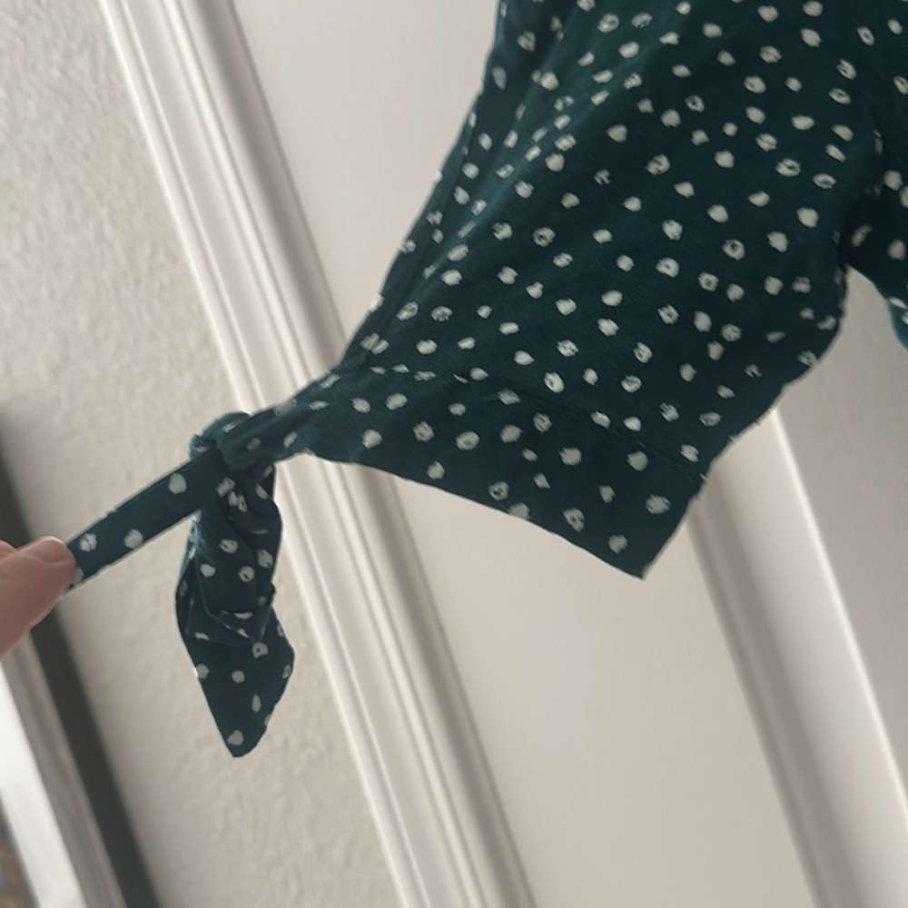 Polly size small Green Polka Dot Midi Dress - Picture 4 of 5